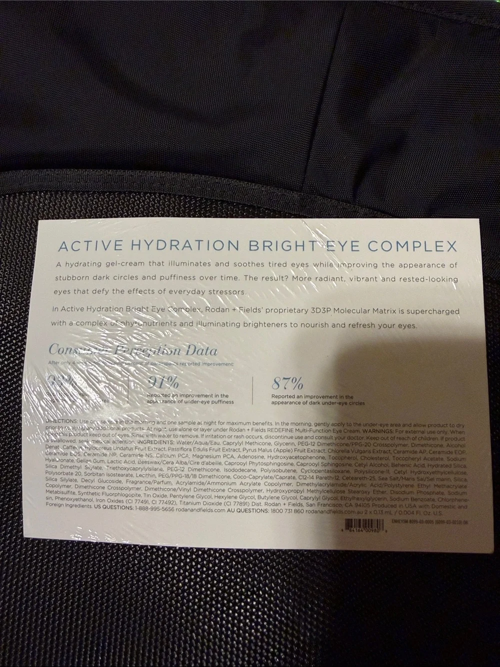 Rodan + Fields Active Hydration Bright Eye Complex Samples/ Travel Friendly